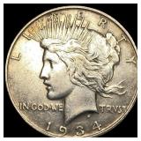 1934-S Silver Peace Dollar NEARLY UNCIRCULATED