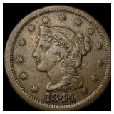 1844 Braided Hair Large Cent ABOUT UNCIRCULATED