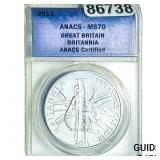 2011 Great Britain 1oz Silver Â£2 Britannia  MS70