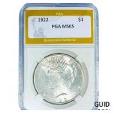 1922 Silver Peace Dollar PGA MS65
