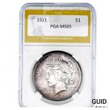 1921 Silver Peace Dollar PGA MS65
