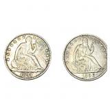 [2 Coins] 1856-1891 Seated Liberty Half Dollar