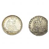 [2 Coins] 1842-1859 Seated Liberty Half Dollar
