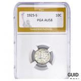 1925-S Mercury Silver Dime PGA AU58