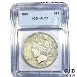 1935 Silver Peace Dollar ICG AU55