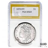 1878 8TF Morgan Silver Dollar PGA MS64