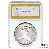 1934 Silver Peace Dollar PGA MS63