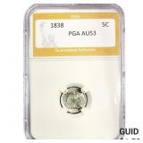 1838 Seated Liberty Half Dime PGA AU53
