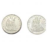 [2 Coins] 1855-1859 Seated Liberty Half Dollar