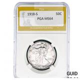 1918-S Walking Liberty Half Dollar PGA MS64