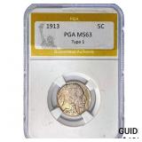1913 Buffalo Nickel PGA MS63 Type 1