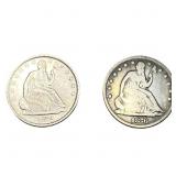 [2 Coins] 1872-1876 Seated Liberty Half Dollar