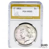 1921 Silver Peace Dollar PGA MS65