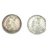 [2 Coins] 1844-1846 Seated Liberty Half Dollar