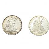 [2 Coins] 1856-1857 Seated Liberty Half Dollar