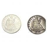 [2 Coins] 1847-1848 Seated Liberty Half Dollar