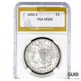 1890-S Morgan Silver Dollar PGA MS66