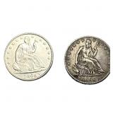 [2 Coins] 1855 Seated Liberty Half Dollar