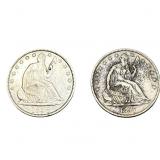 [2 Coins] 1857-1858 Seated Liberty Half Dollar
