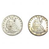 [2 Coins] 1856-1857 Seated Liberty Half Dollar
