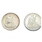 [2 Coins] 1855-1858 Seated Liberty Half Dollar