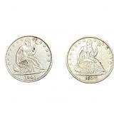 [2 Coins] 1843-1858 Seated Liberty Half Dollar