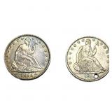 [2 Coins] 1855-186? Seated Liberty Half Dollar