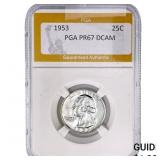 1953 Washington Silver Quarter PGA PR67 DCAM