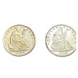 [2 Coins] 1849-1858 Seated Liberty Half Dollar