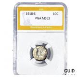 1918-S Mercury Silver Dime PGA MS63