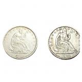 [2 Coins] 1846-1858 Seated Liberty Half Dollar