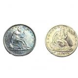 [2 Coins] 1855-1861 Seated Liberty Half Dollar