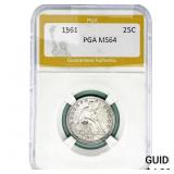 1861 Seated Liberty Quarter PGA MS64