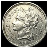 1865 Nickel Three-Cent Piece NEARLY UNCIRCULATED
