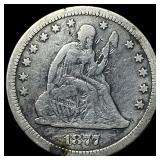 1877-CC Silver Seated Liberty Quarter LIGHTLY CIRC