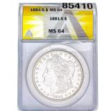 1881-S Morgan Silver Dollar ANACS MS64