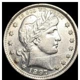1897 Barber Silver Quarter CHOICE AU