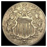 1870 Shield Nickel CLOSELY UNCIRCULATED