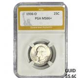 1936-D Washington Silver Quarter PGA MS66+