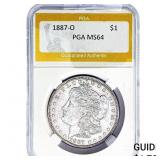 1887-O Morgan Silver Dollar PGA MS64