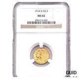 1914-D $2.50 Gold Quarter Eagle NGC MS62
