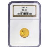 1914-D $2.50 Gold Quarter Eagle NGC MS62