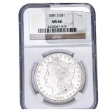 1881-S Morgan Silver Dollar NGC MS66