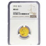 1913 $2.50 Gold Quarter Eagle NGC MS63