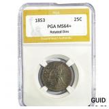 1853 Seated Liberty Quarter PGA MS64+ Rotated Dies