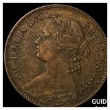 1875 Great Britain Queen Victoria Copper Farthing