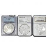 [3 Coins] 1986-2007 Silver Eagle PCGS/NGC MS68-69