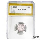 1919 Mercury Silver Dime PGA MS64