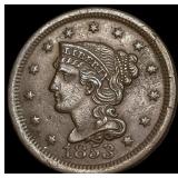 1853 Braided Hair Large Cent CHOICE BU
