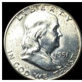 1951 Franklin Silver Half Dollar CHOICE BU
